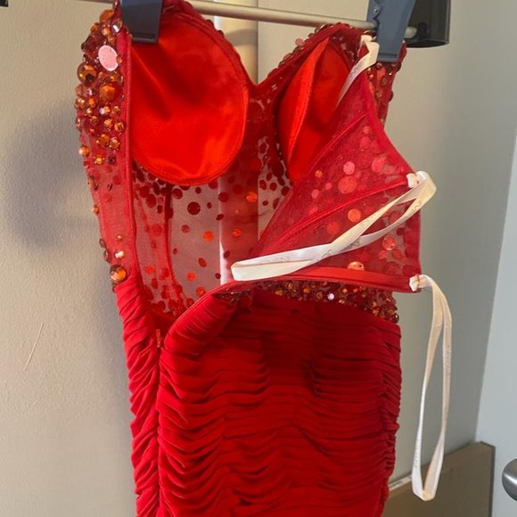Jovani Red Mini Dress with Crystals Size 4 party birthday homecoming event - Picture 5 of 10